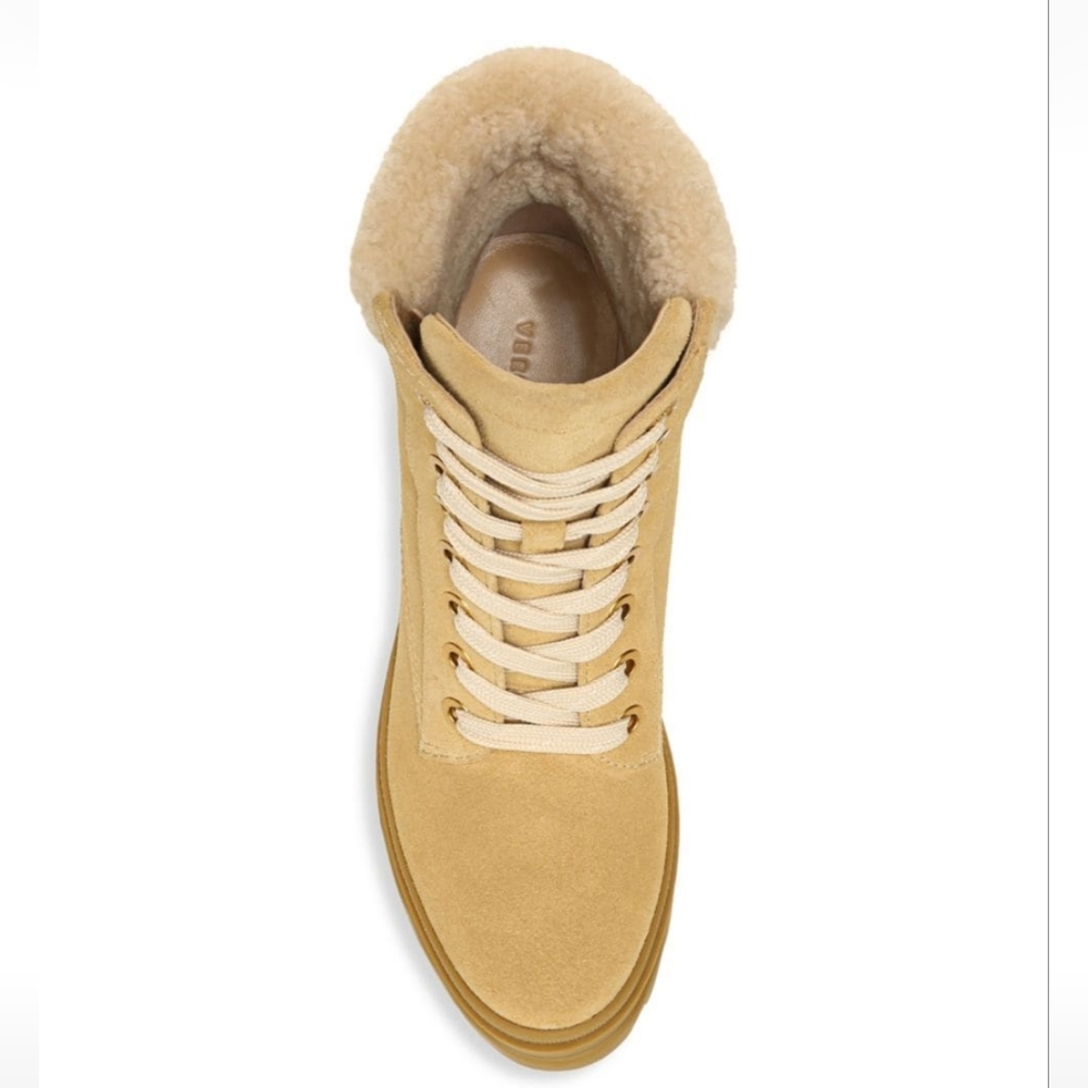 Veronica Beard Water Resistant Westport Lug SoleSuede Lamb Fur Luxury Boots #637 - Picture 5 of 15